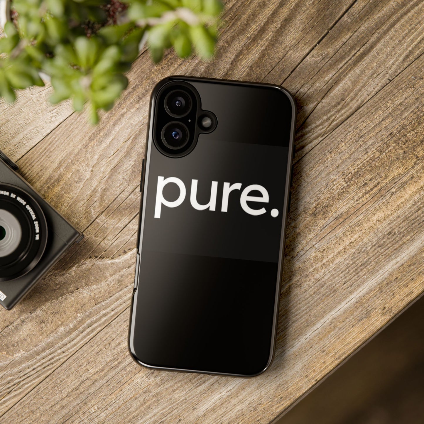 Branded Phone Case - Pure Design, Black Phone Cover, Stylish Merchandise