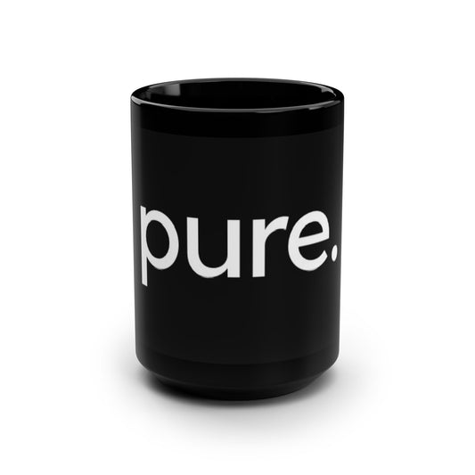 Elegant 'pure.' Black Mug - 15oz Coffee/Tea Cup for Minimalist Lovers - merchandise