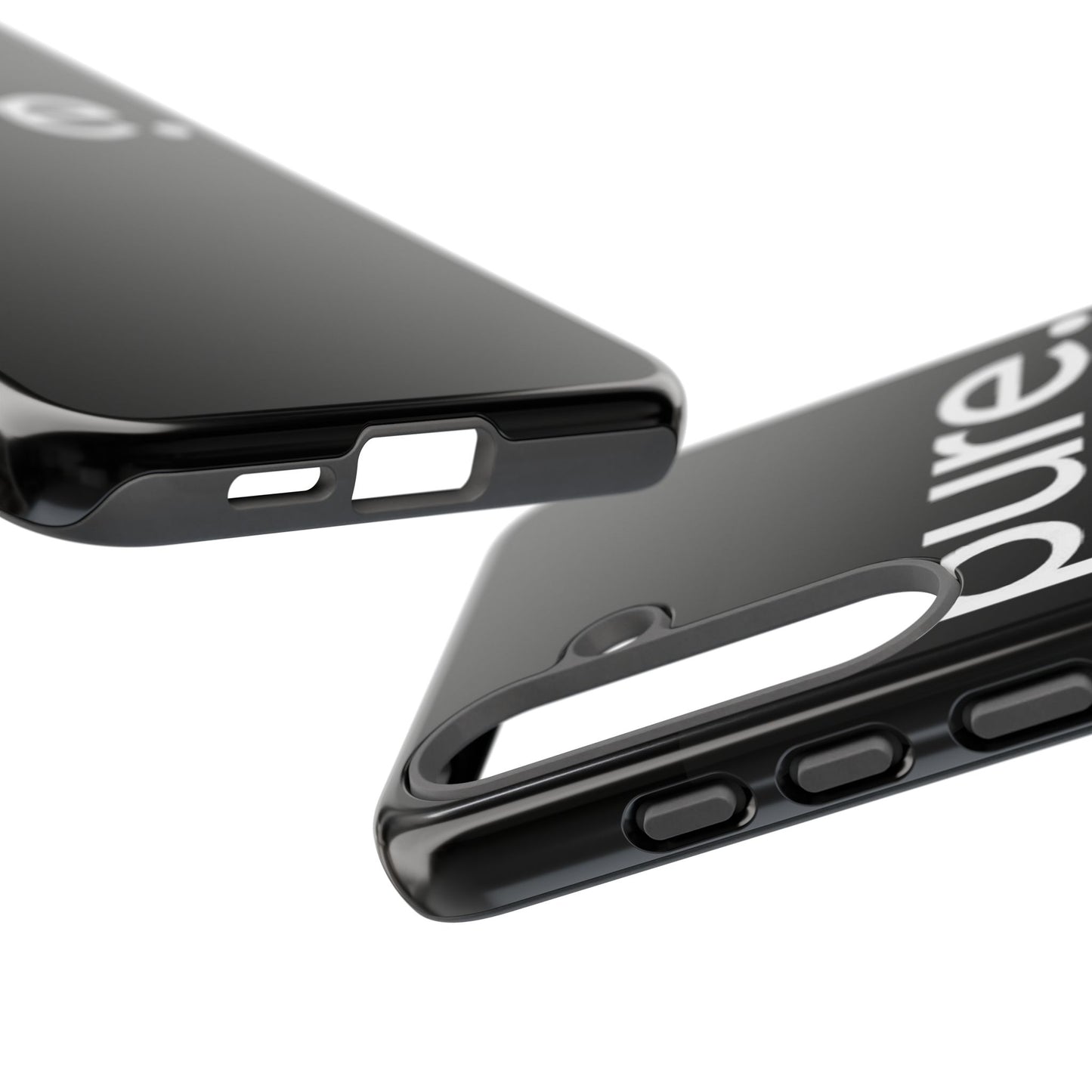 Branded Phone Case - Pure Design, Black Phone Cover, Stylish Merchandise