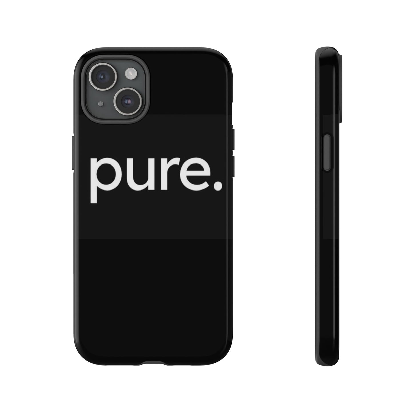 Branded Phone Case - Pure Design, Black Phone Cover, Stylish Merchandise